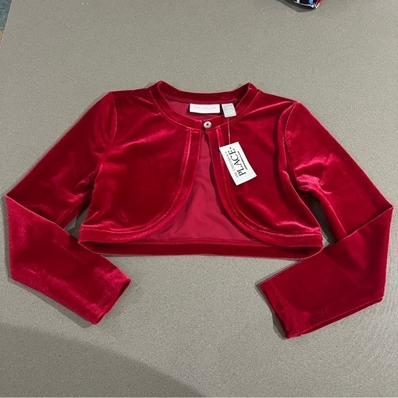 The Children's Place - Red velvet shrug/cardigan - Size S/P 5/6 - New - Picture 1 of 5